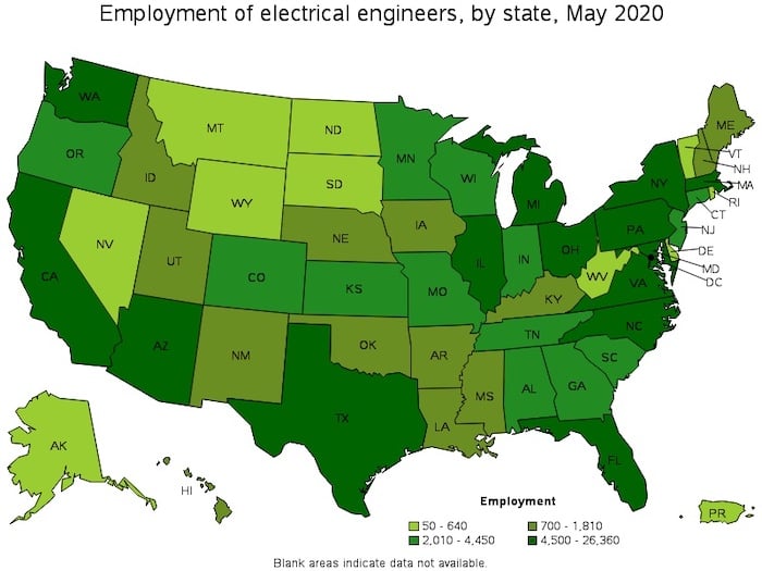 截至2020年5月，每州的就业率。